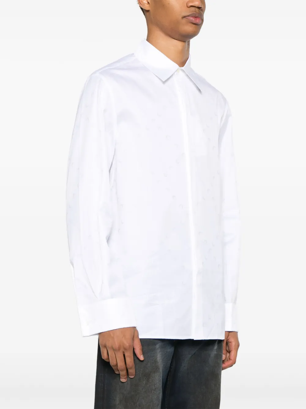 Marine Serre Popeline overhemd met Moon-jacquard Wit
