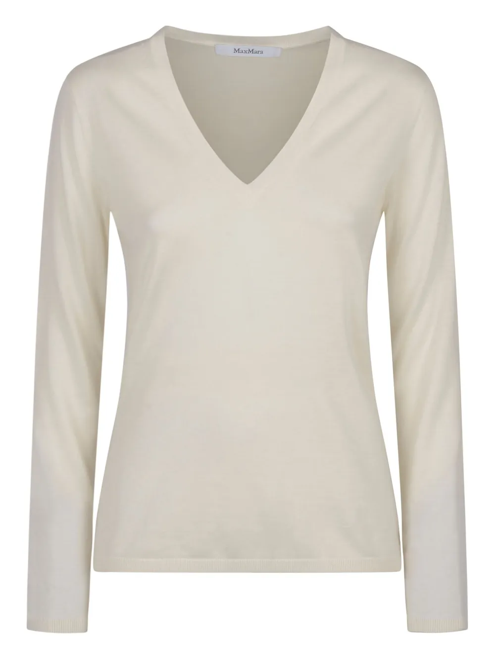 Max Mara Langarmshirt mit V-Ausschnitt | Weiß | Image 1