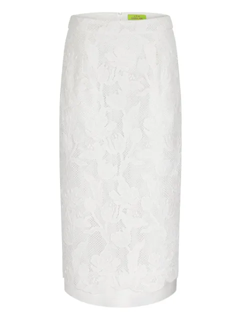 Shanghai Tang falda midi con encaje bordado