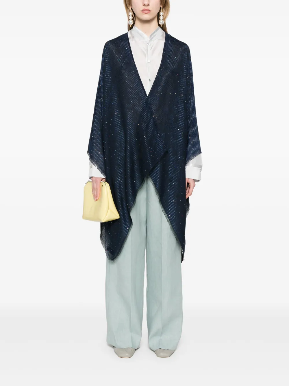 Missoni Geweven cape met zigzag-patroon Blauw