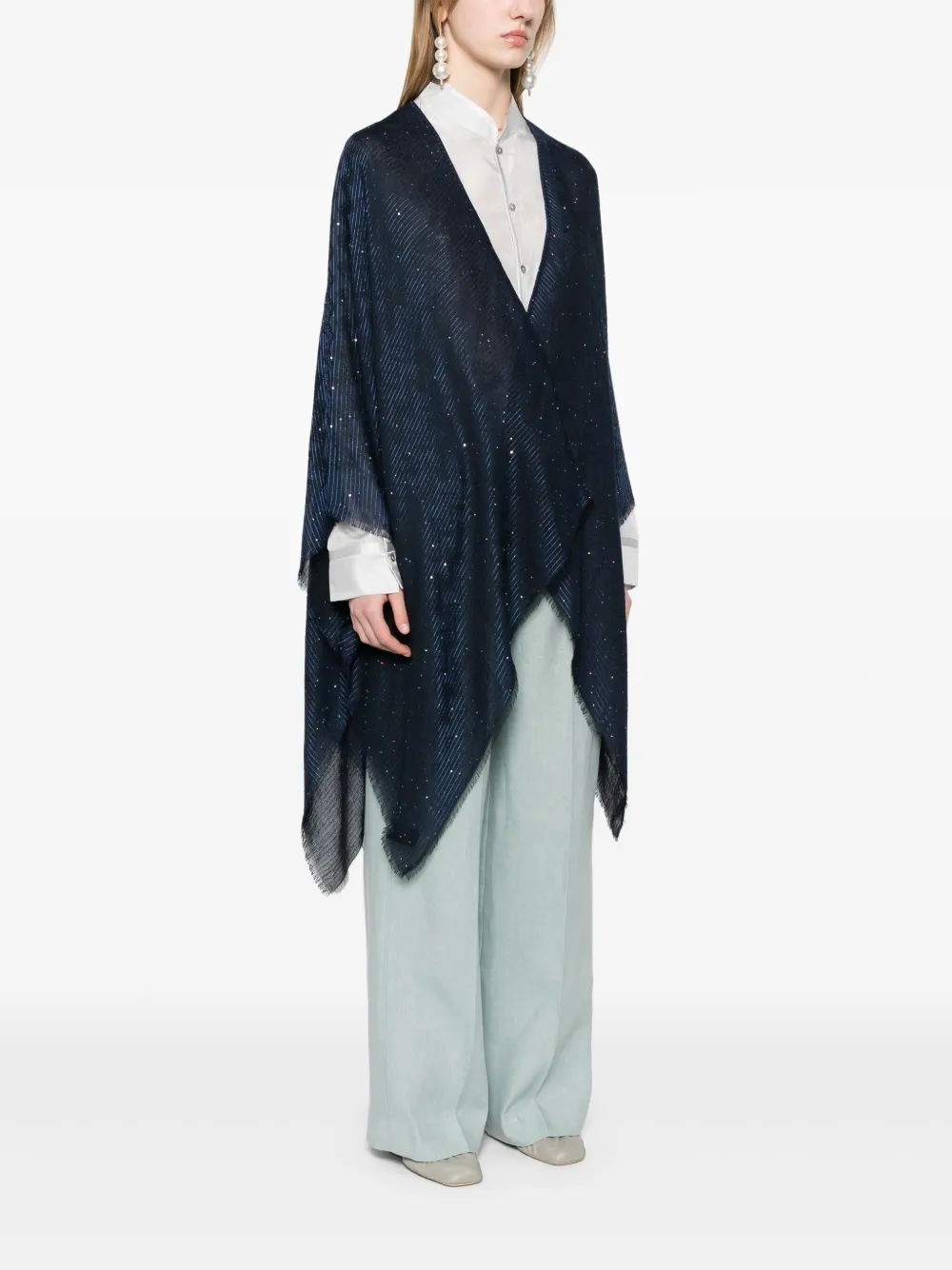 Missoni Geweven cape met zigzag-patroon Blauw