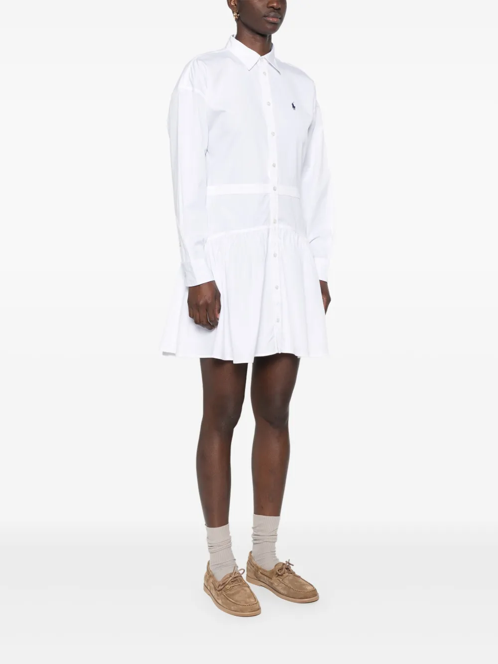 Shop Polo Ralph Lauren Polo Pony-embroidery Mini Dress In Weiss