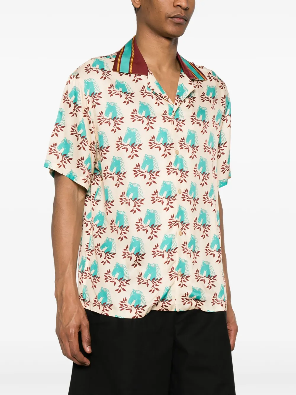 Drôle De Monsieur Overhemd met paardenkop print Beige
