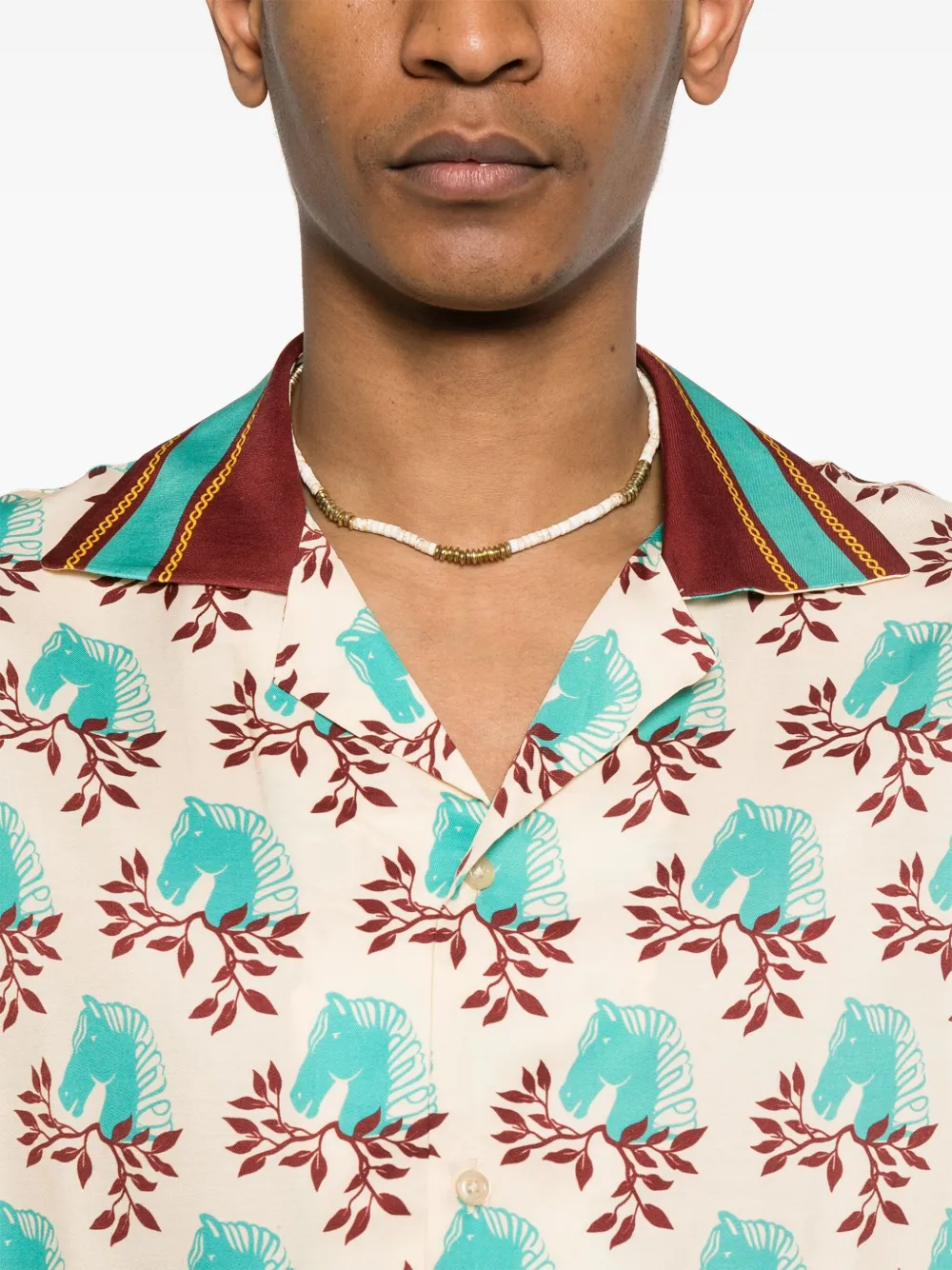 Drôle De Monsieur Overhemd met paardenkop print Beige