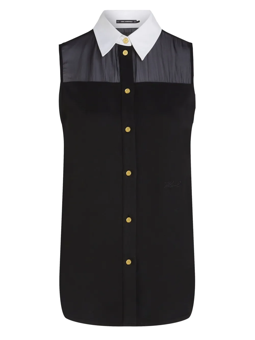 Karl Lagerfeld Blouse met popeline kraag Zwart