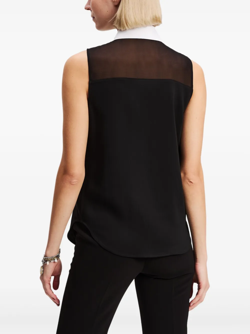 Karl Lagerfeld Blouse met popeline kraag Zwart
