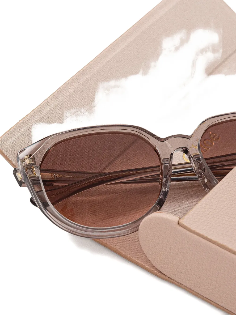 Chloé Eyewear Zonnebril met rond montuur Wit