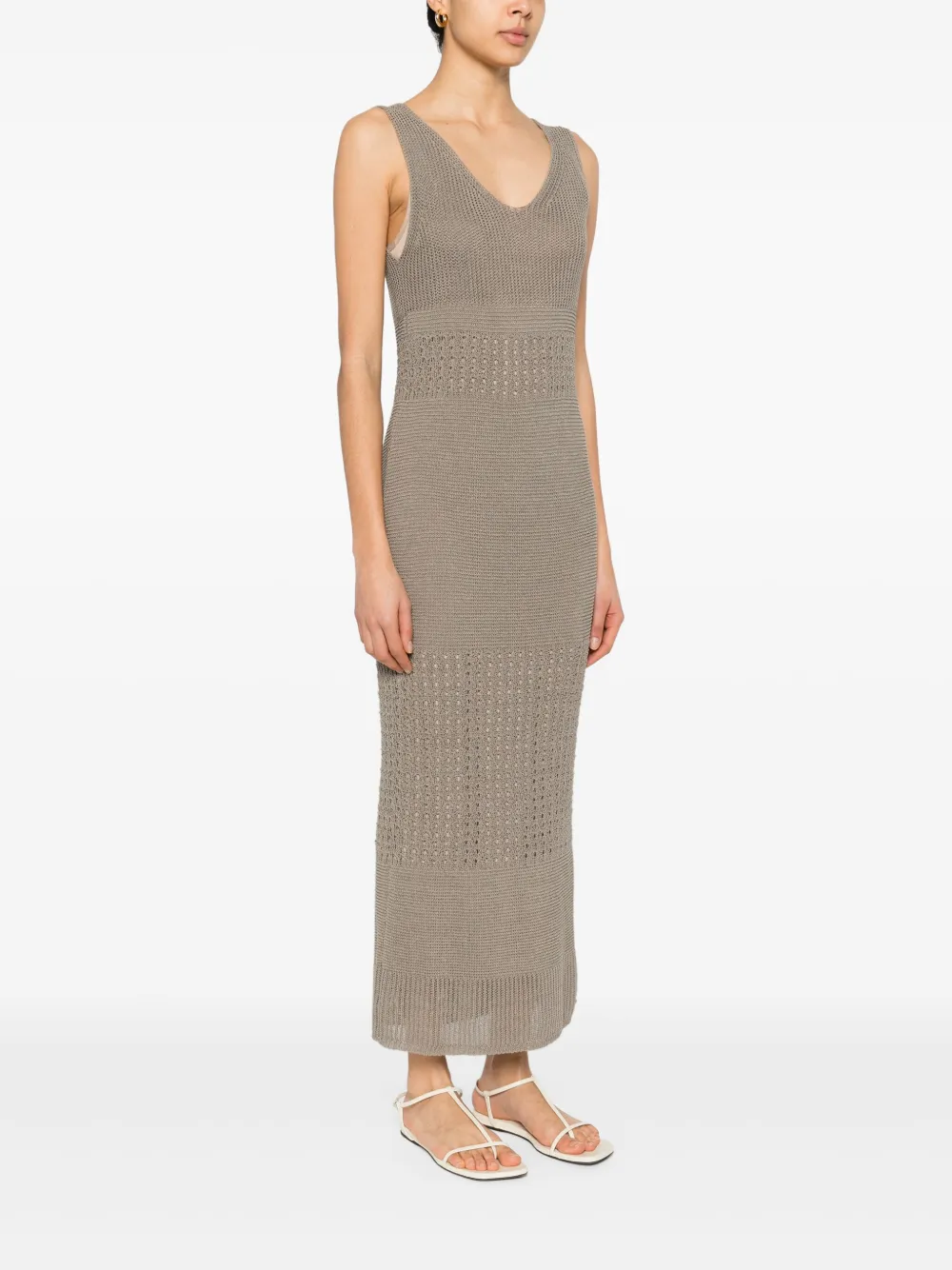 Max Mara Gebreide maxi-jurk Grijs