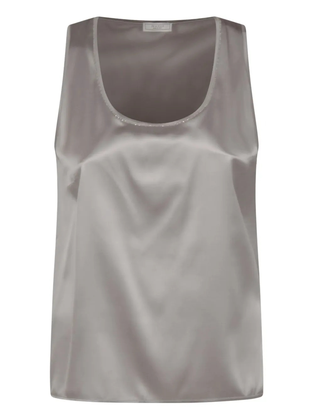 Shop Peserico Satin Scoop-neck Top In Grey