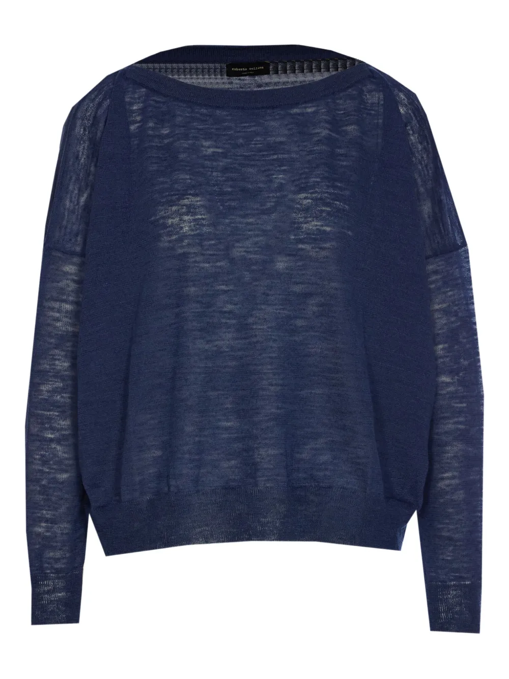 Roberto Collina Trui met boothals Blauw