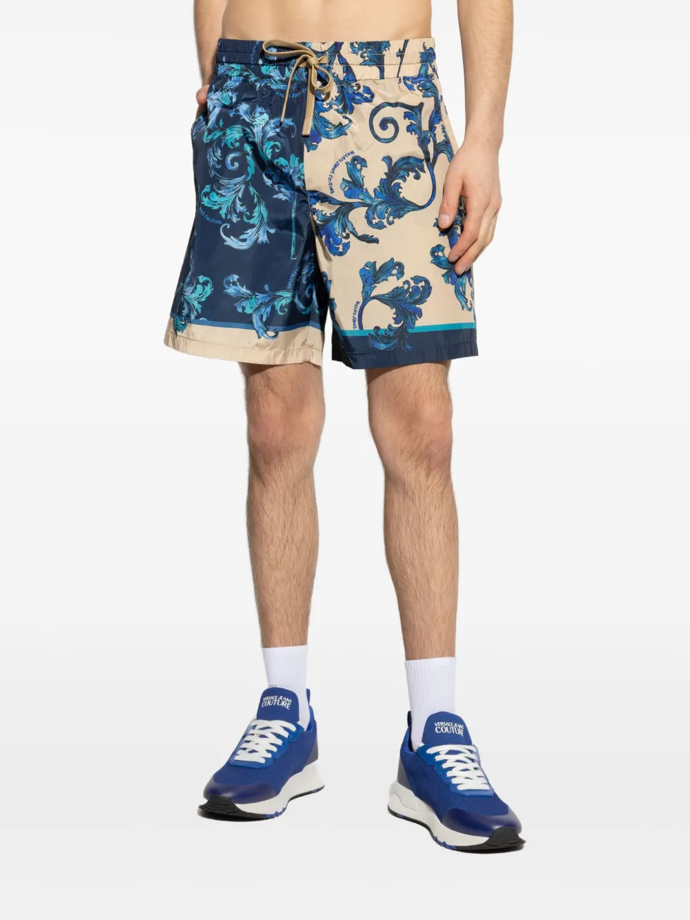 Versace Jeans Couture Shorts met Barocco-print Blauw