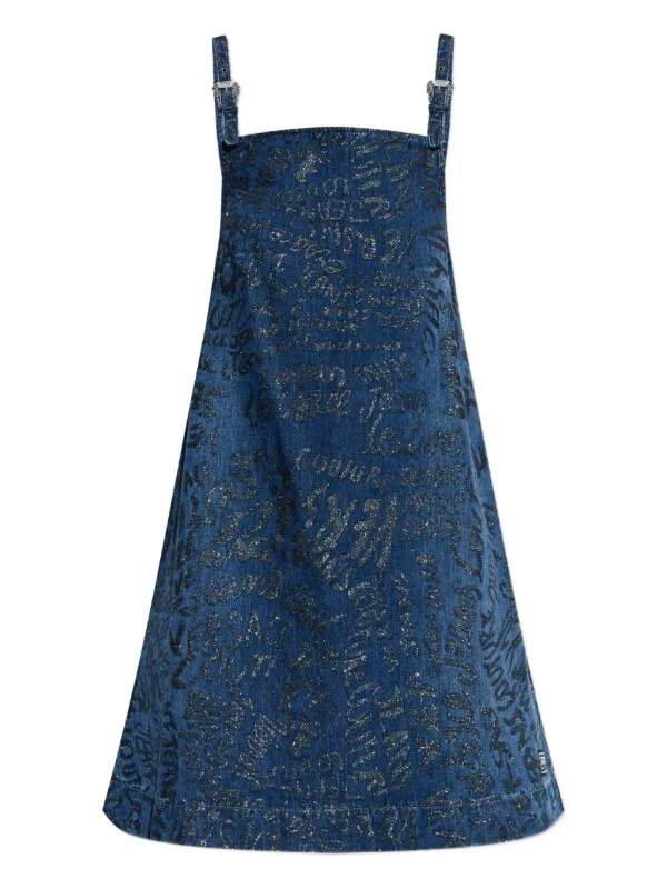 white christmas dresses Versace Allover denim mini dress VERSACE Blu main image 0