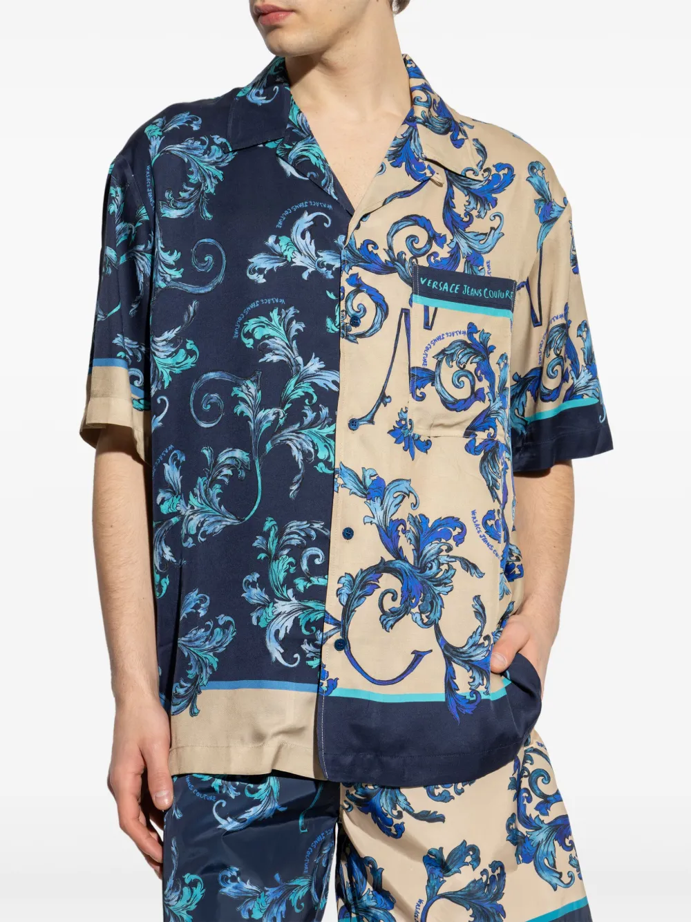 Versace Jeans Couture Overhemd met barokprint Blauw
