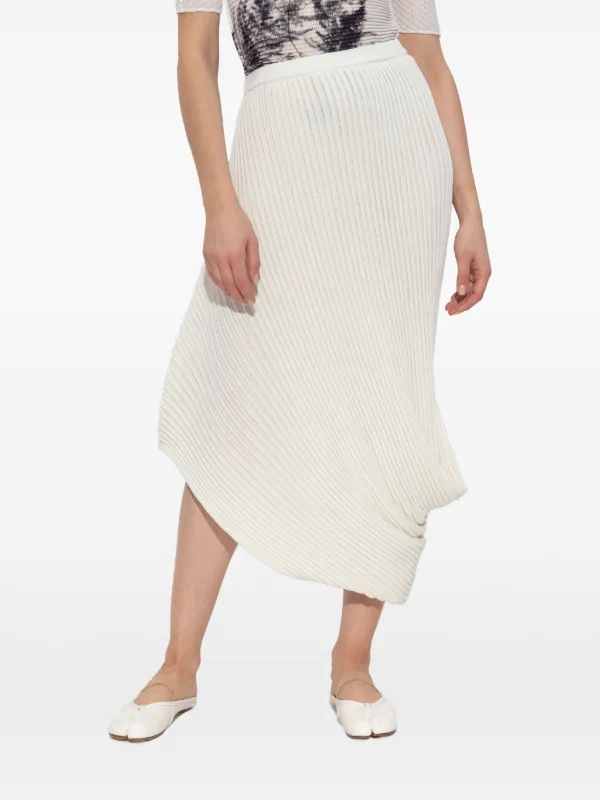 Issey Miyake Asymmetric Pleated Skirt | White | FARFETCH SG