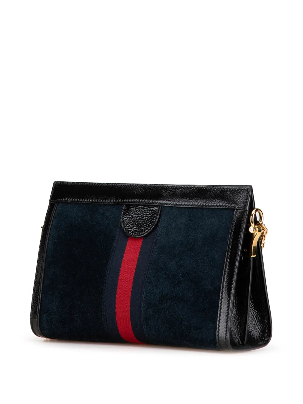 Pre-owned Gucci 2016-2024 Small Suede Dragon Ophidia Shoulder Bag In Blue