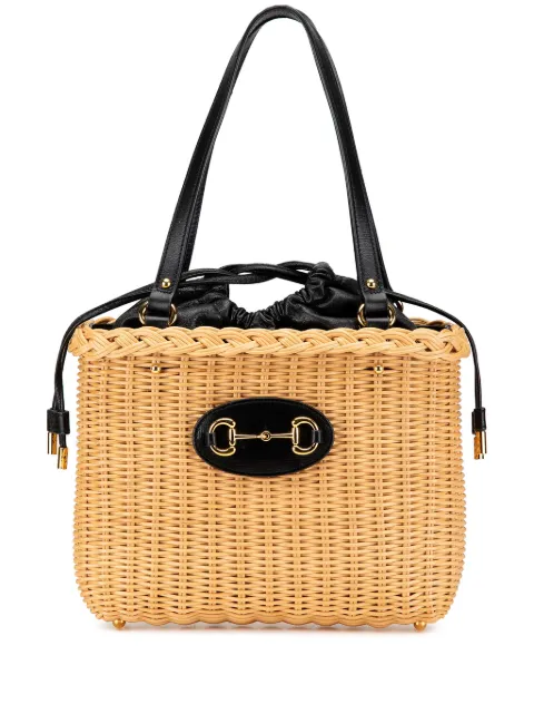 Gucci Pre-Owned 2016-present Wicker and Leather 1955 Horsebit Basket Bag tote bag