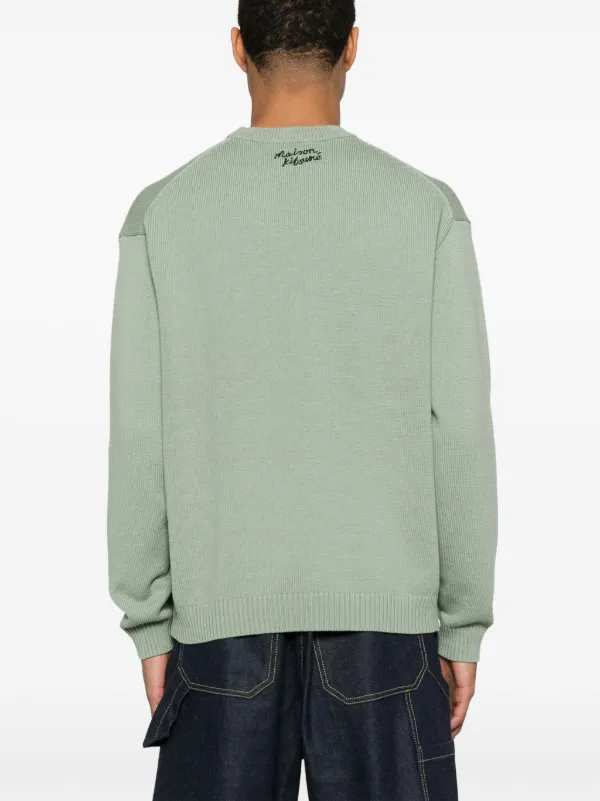 Maison Kitsuné Dressed Fox-intarsia Sweater | Green | FARFETCH NO