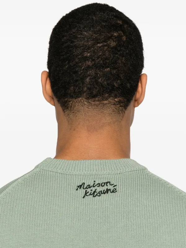 Maison Kitsuné Dressed Fox-intarsia Sweater | Green | FARFETCH UK