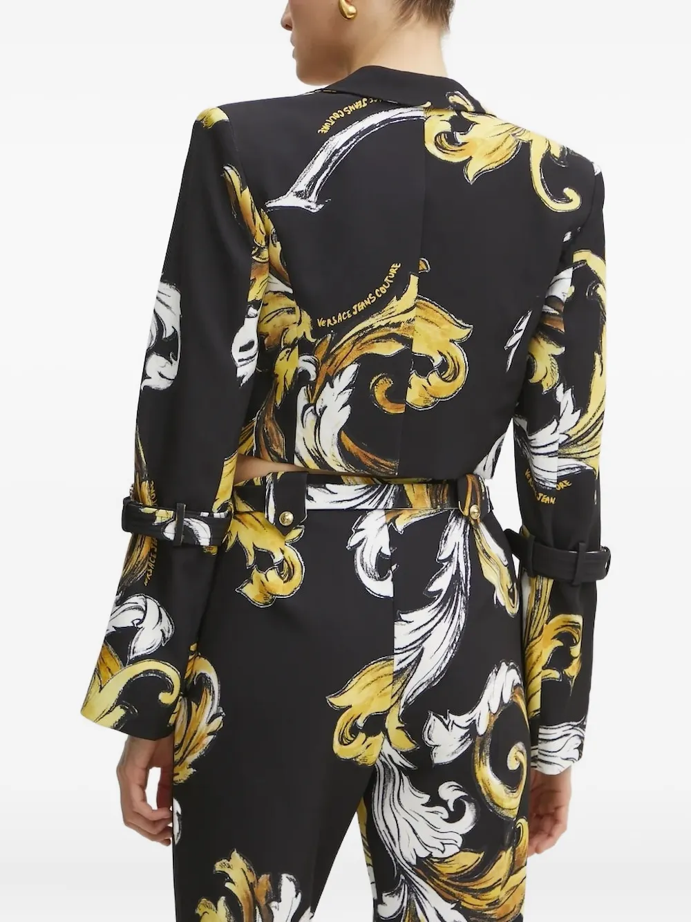 Versace Jeans Couture Baroque-print Cropped Top In Multi