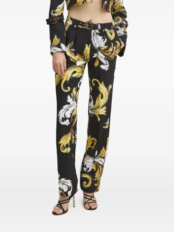 Versace Jeans Couture baroque-print Belted Trousers Black FARFETCH IN