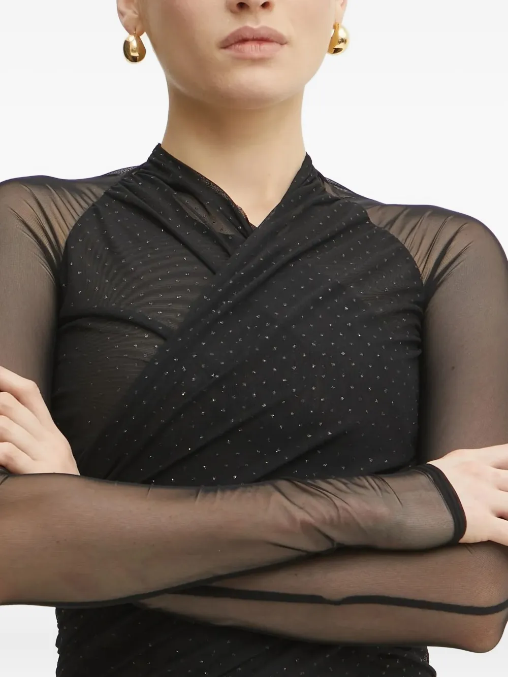 Versace Jeans Couture Mesh mini-jurk verfraaid met stras Zwart