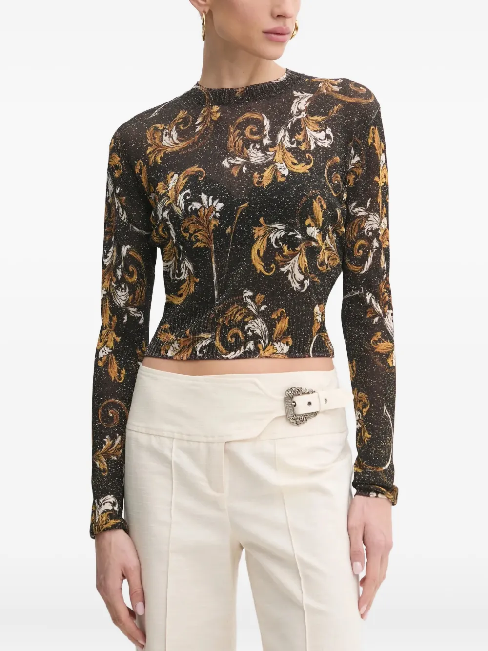 Versace Jeans Couture Barocco-pattern lurex jumper | Black | Image 1