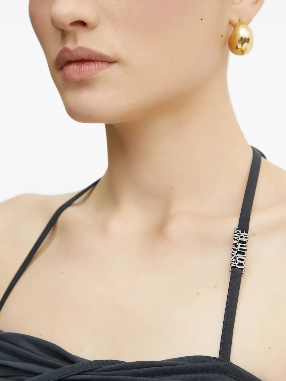 Versace Jeans Couture Jurk met halternek en ruches Blauw