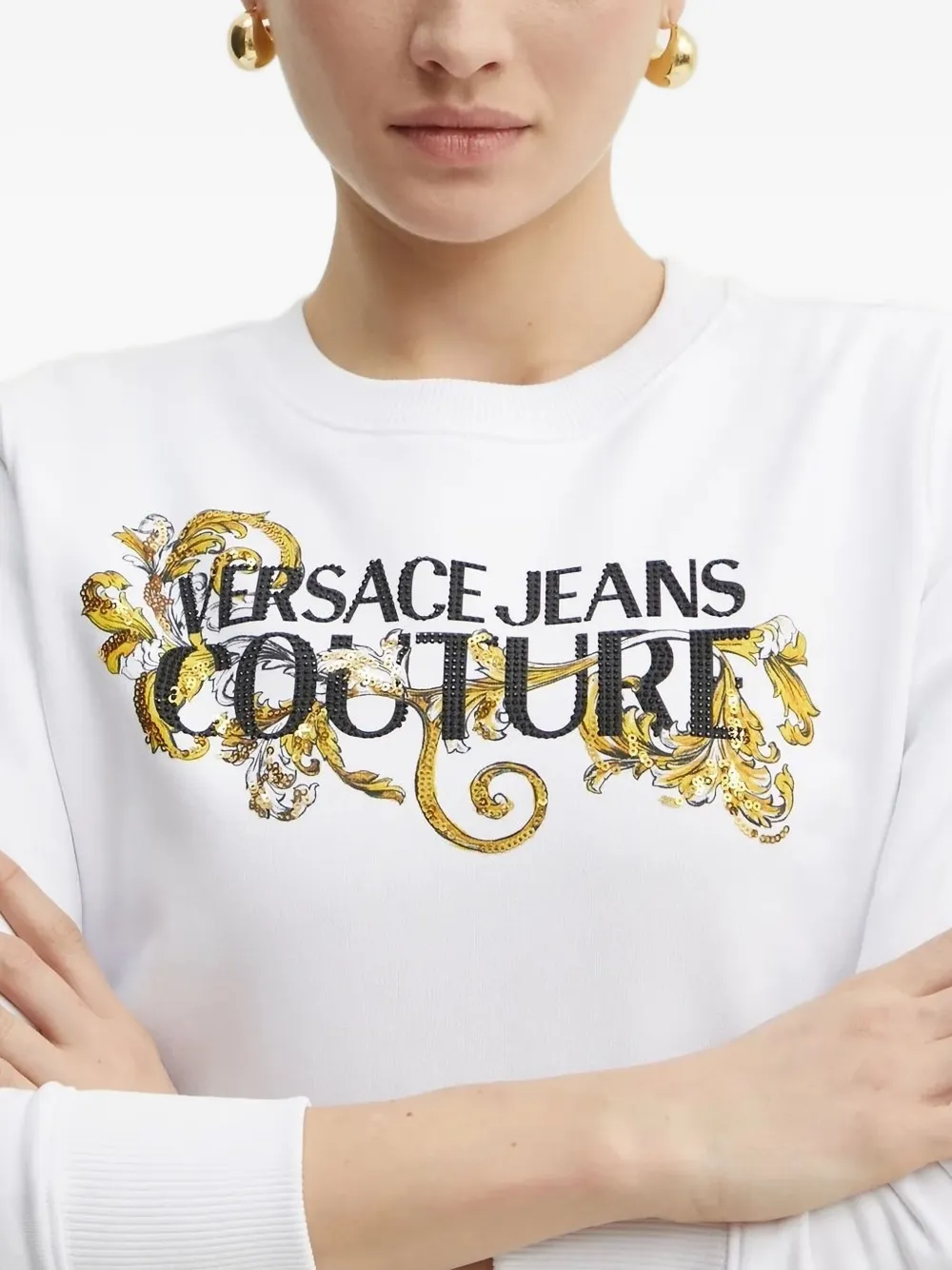 Versace Jeans Couture Sequin-embellished Sweatshirt In Gray