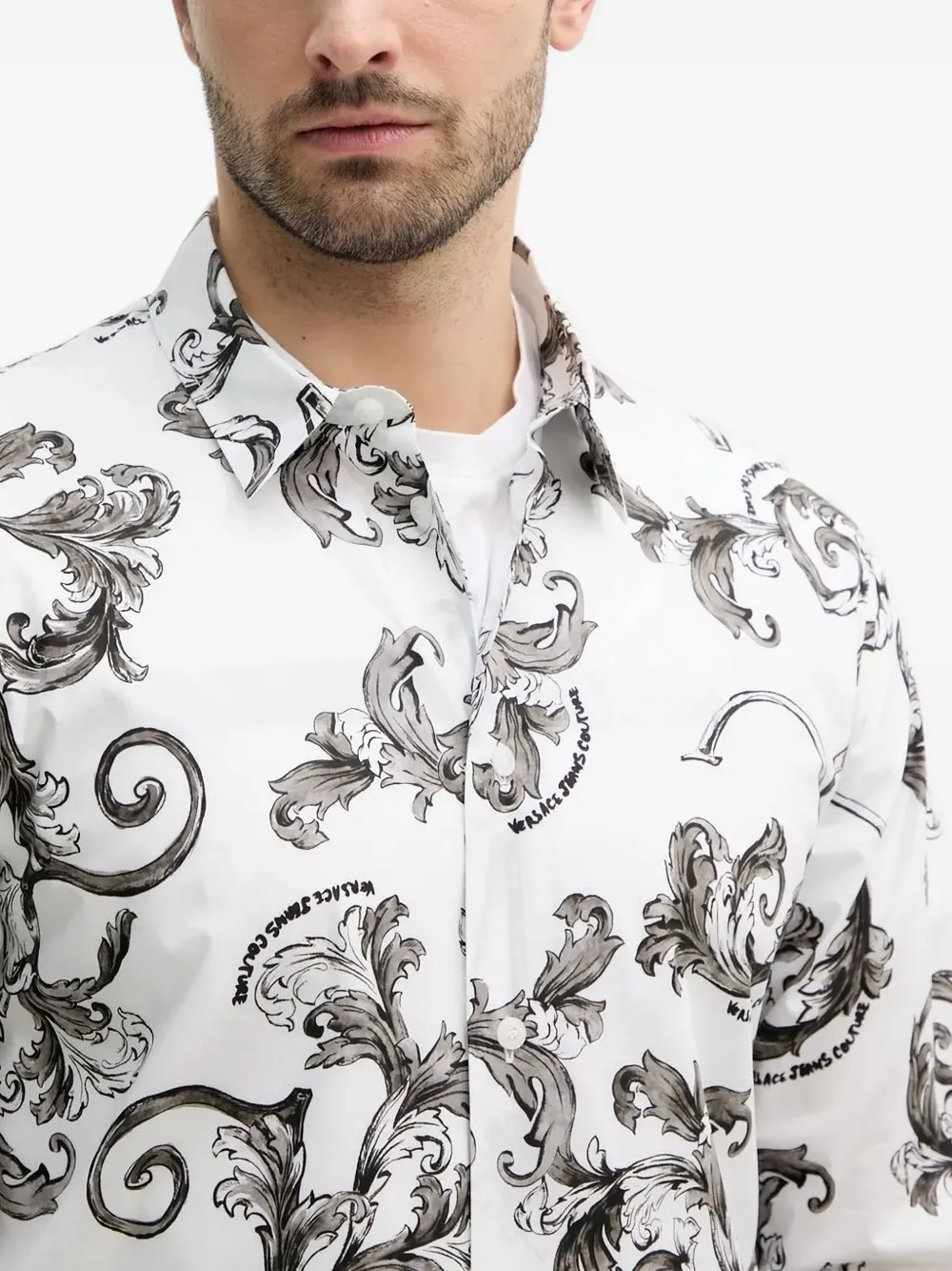 Versace Jeans Couture Overhemd met barokprint Wit