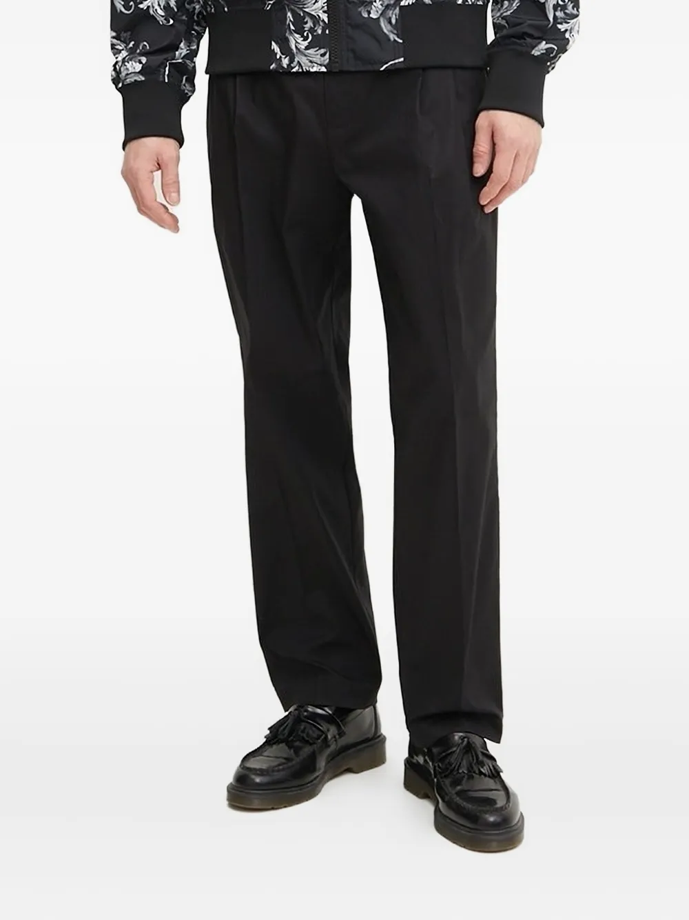 Versace Jeans Couture logo-appliqué pleat-detail trousers | Black | Image 1