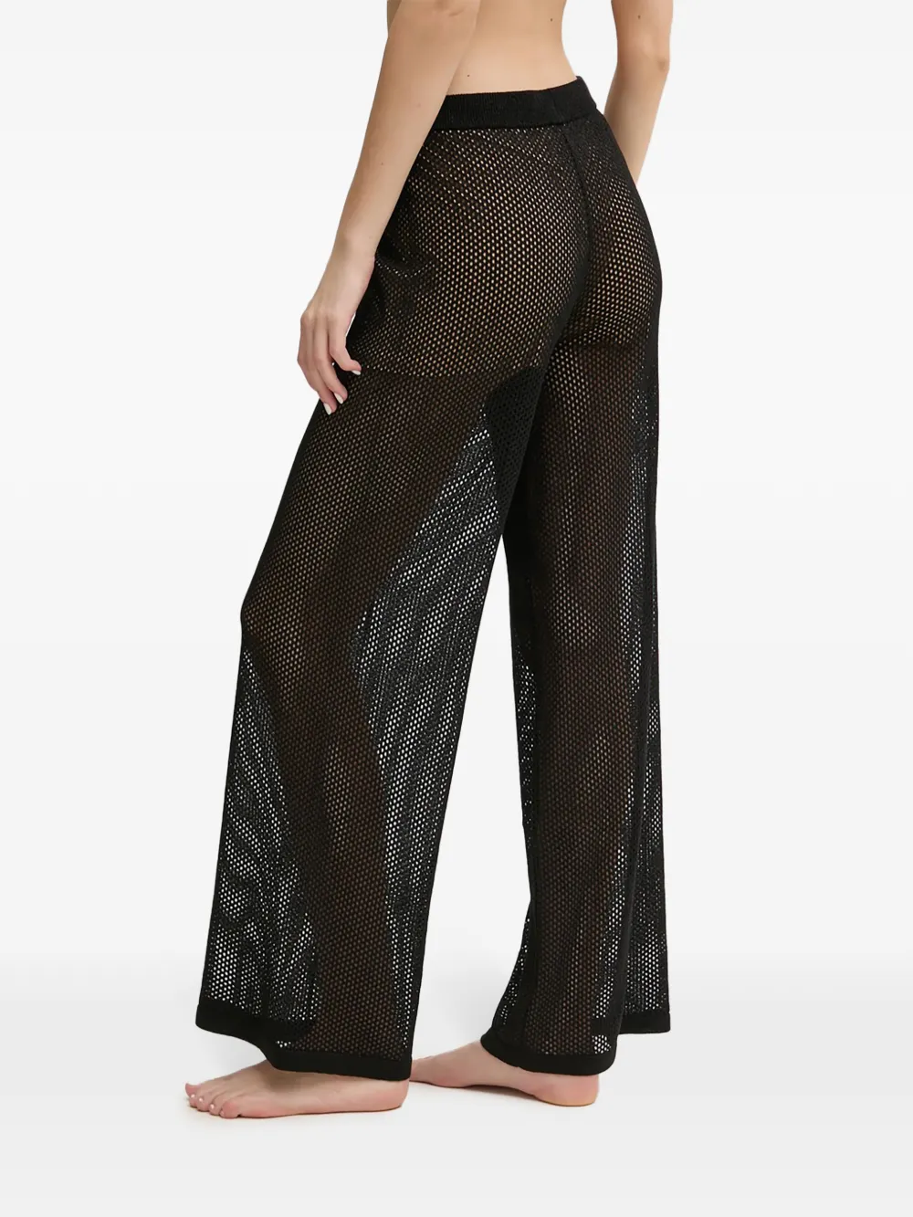 Twinset Wide-leg Mesh Beach Trousers In Black