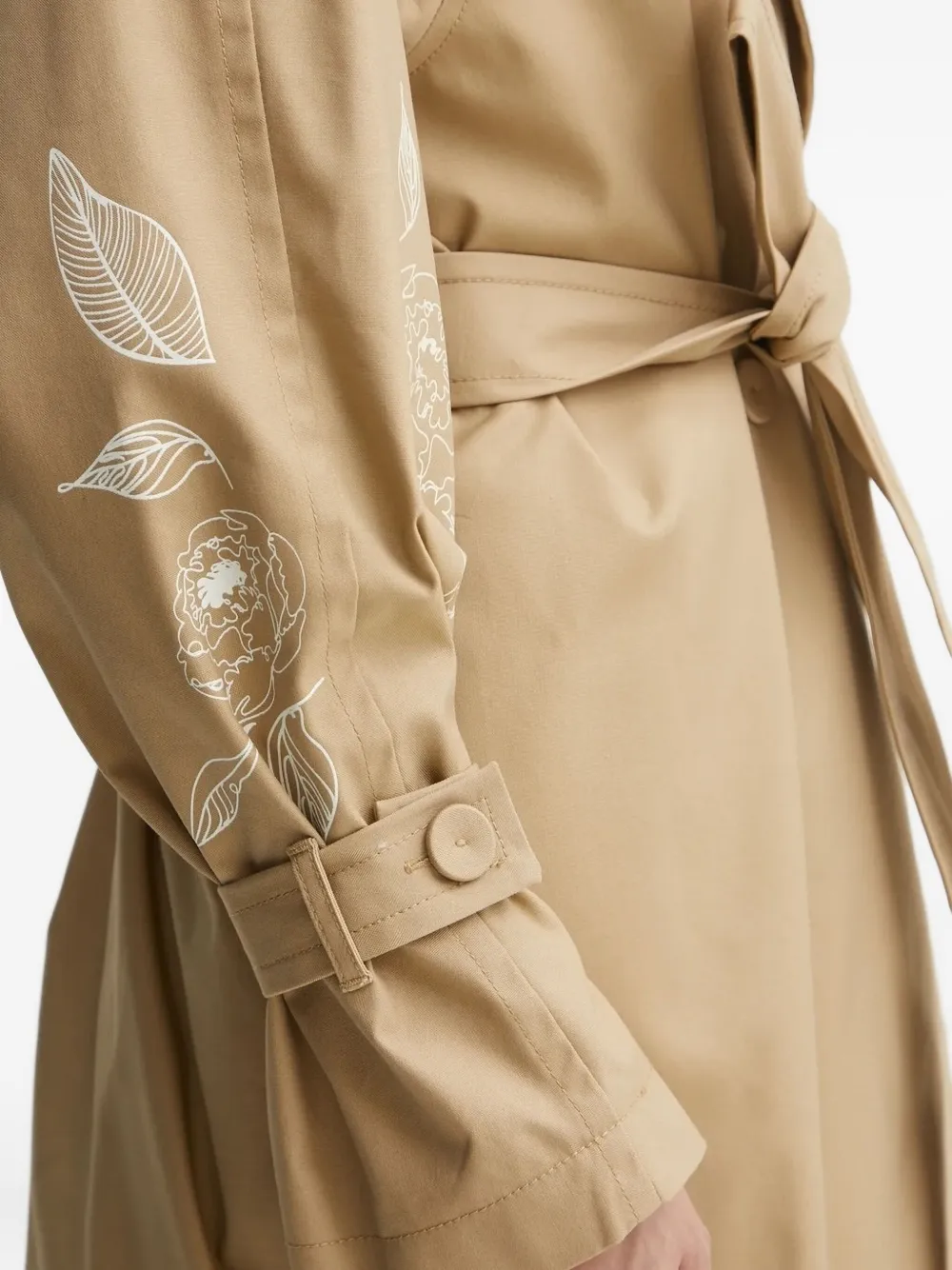 TWINSET Trenchcoat met geborduurde bloemen en ceintuur Bruin