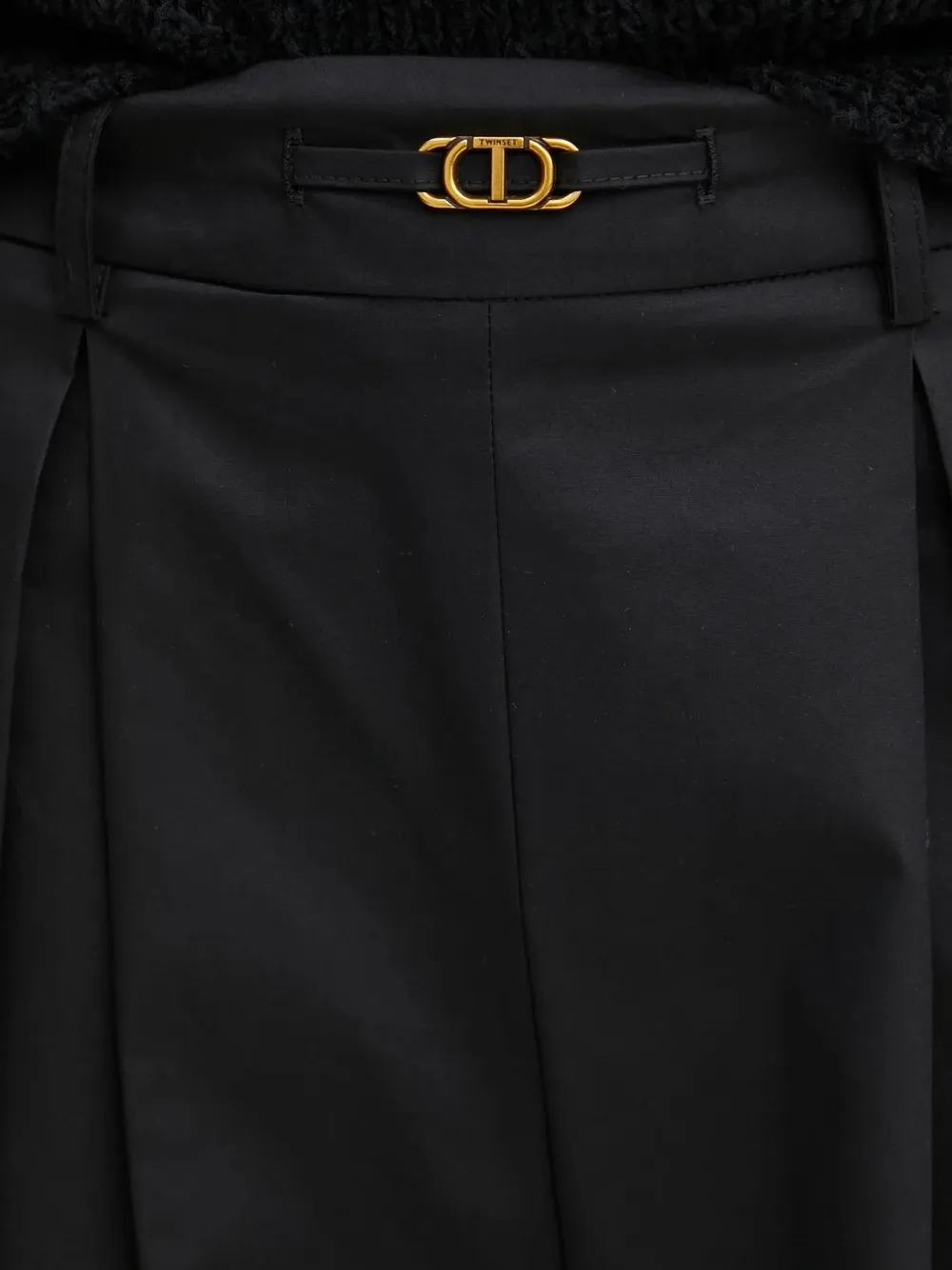 Twinset Pleated High-waisted Trousers In Black