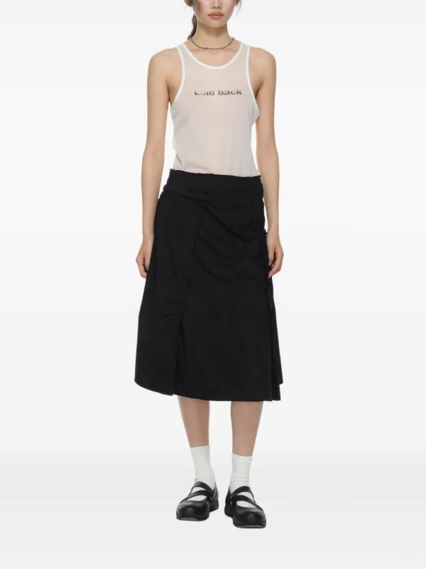 【LOW CLASSIC】 STRING CHECKED MIDI SKRIT / 追跡付 Low Classic Fluted Midi Skirt | Black | FARFETCH CA
