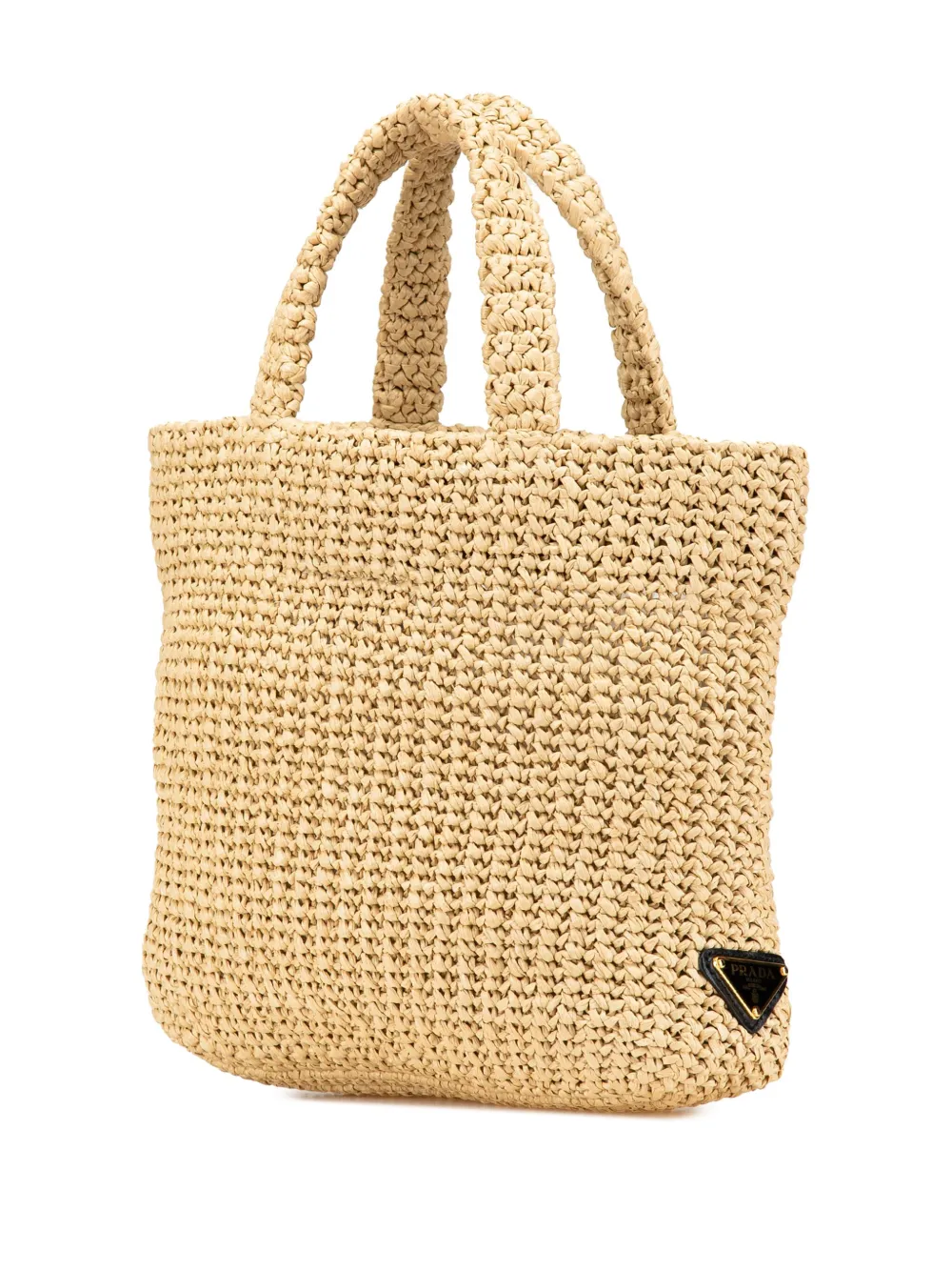 Prada Pre-Owned 2013-2024 Raffia Effect Crochet Embroidered Logo tote bag | Pre-Owned | Image 2