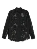 Taakk ornament semi-sheer shirt - Black