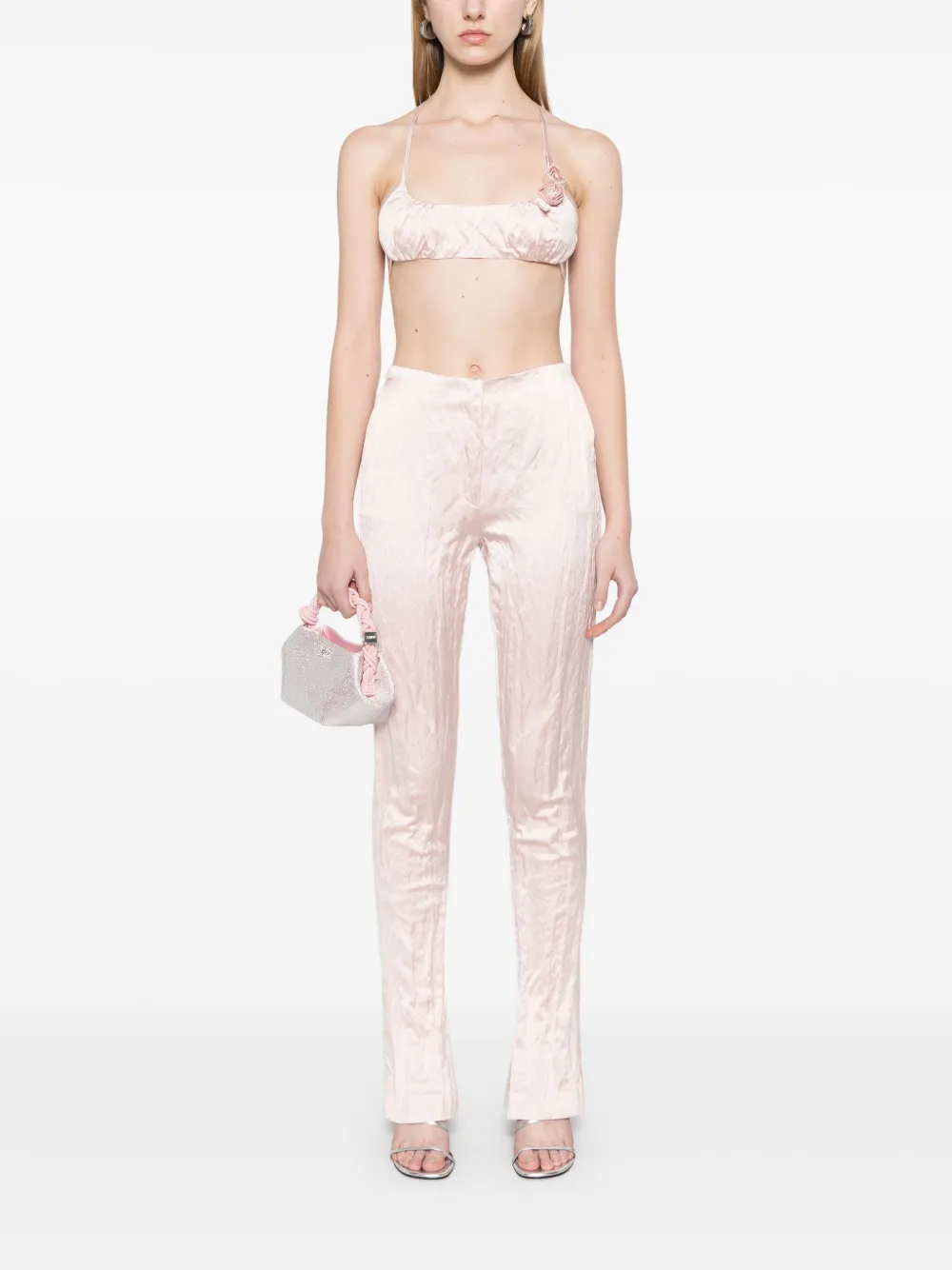 Blumarine Gekreukte satijnen broek - Roze