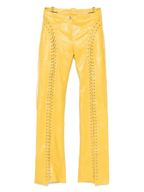 Blumarine cracked-effect leather trousers