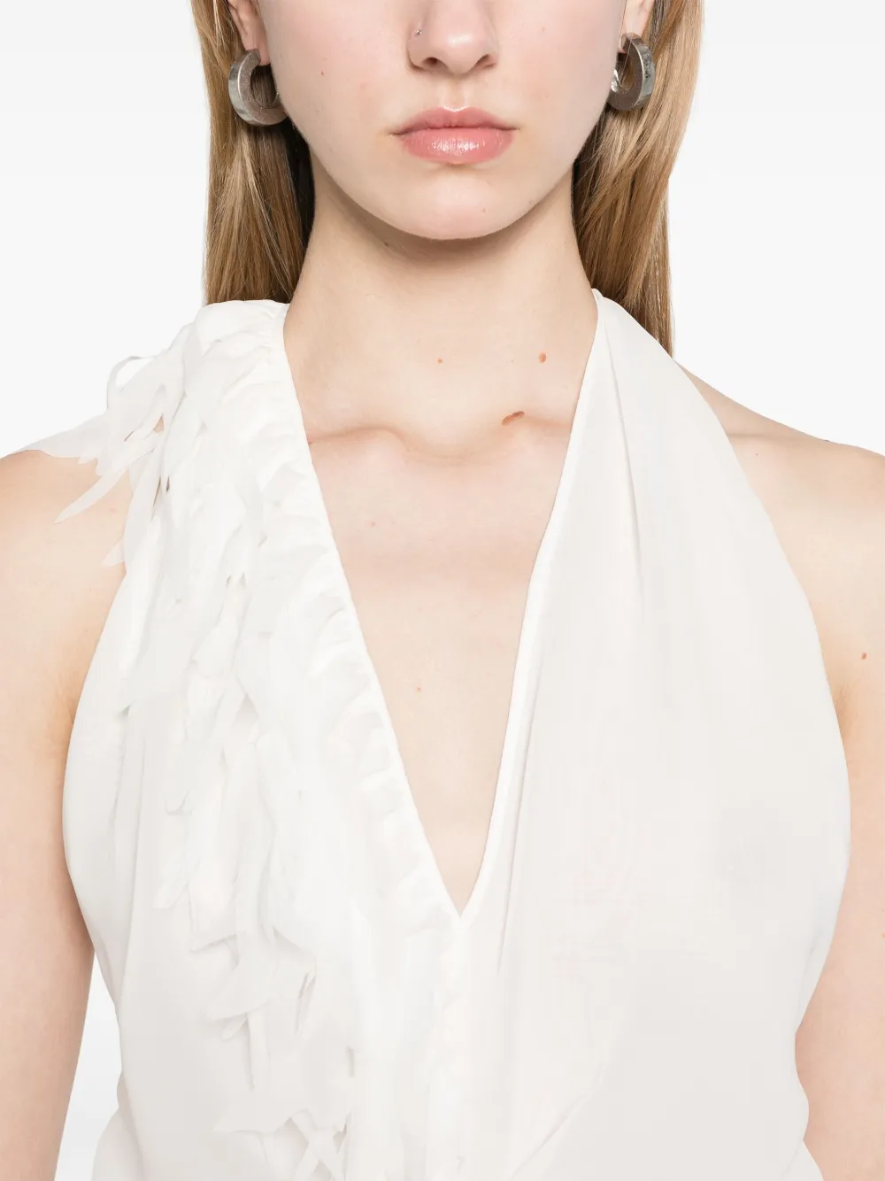 Blumarine Georgette maxi-jurk met gedrapeerd detail Wit