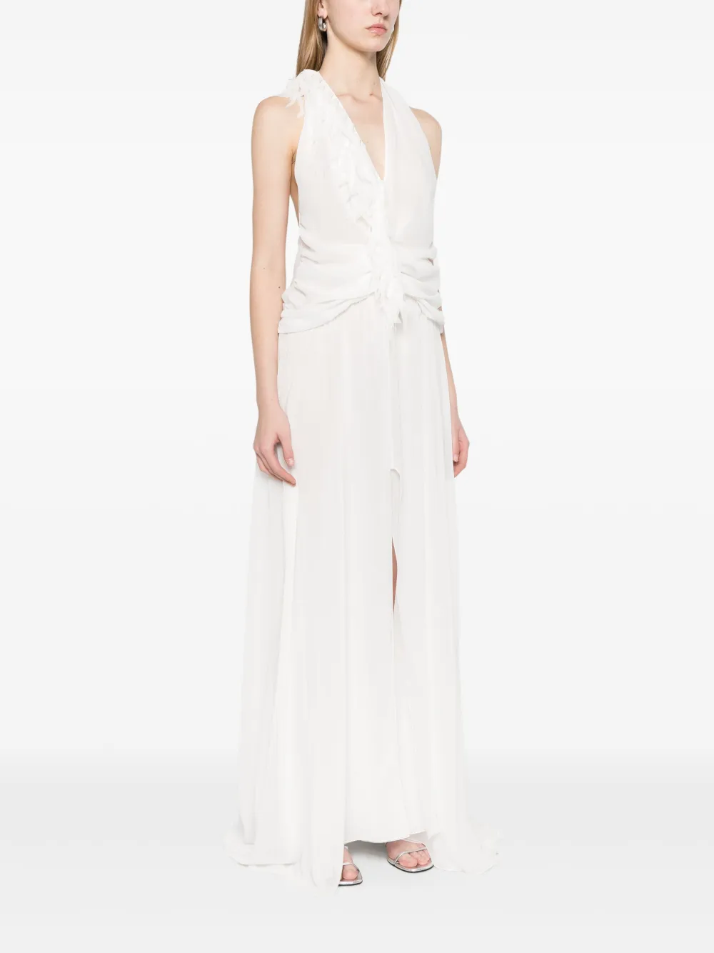 Blumarine Georgette maxi-jurk met gedrapeerd detail Wit