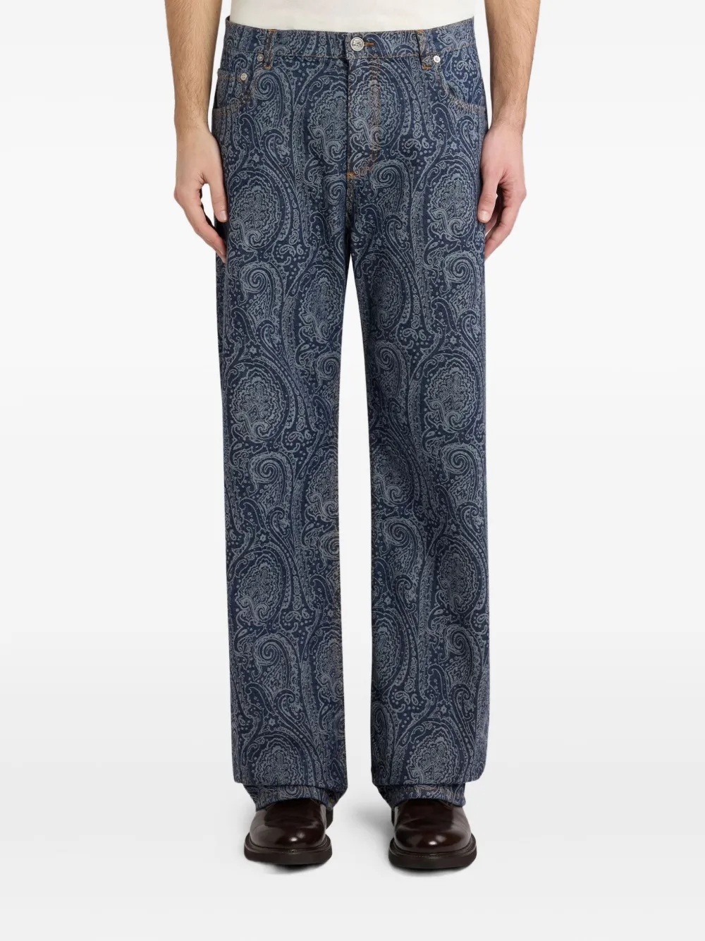 ETRO Straight jeans met jacquard Grijs