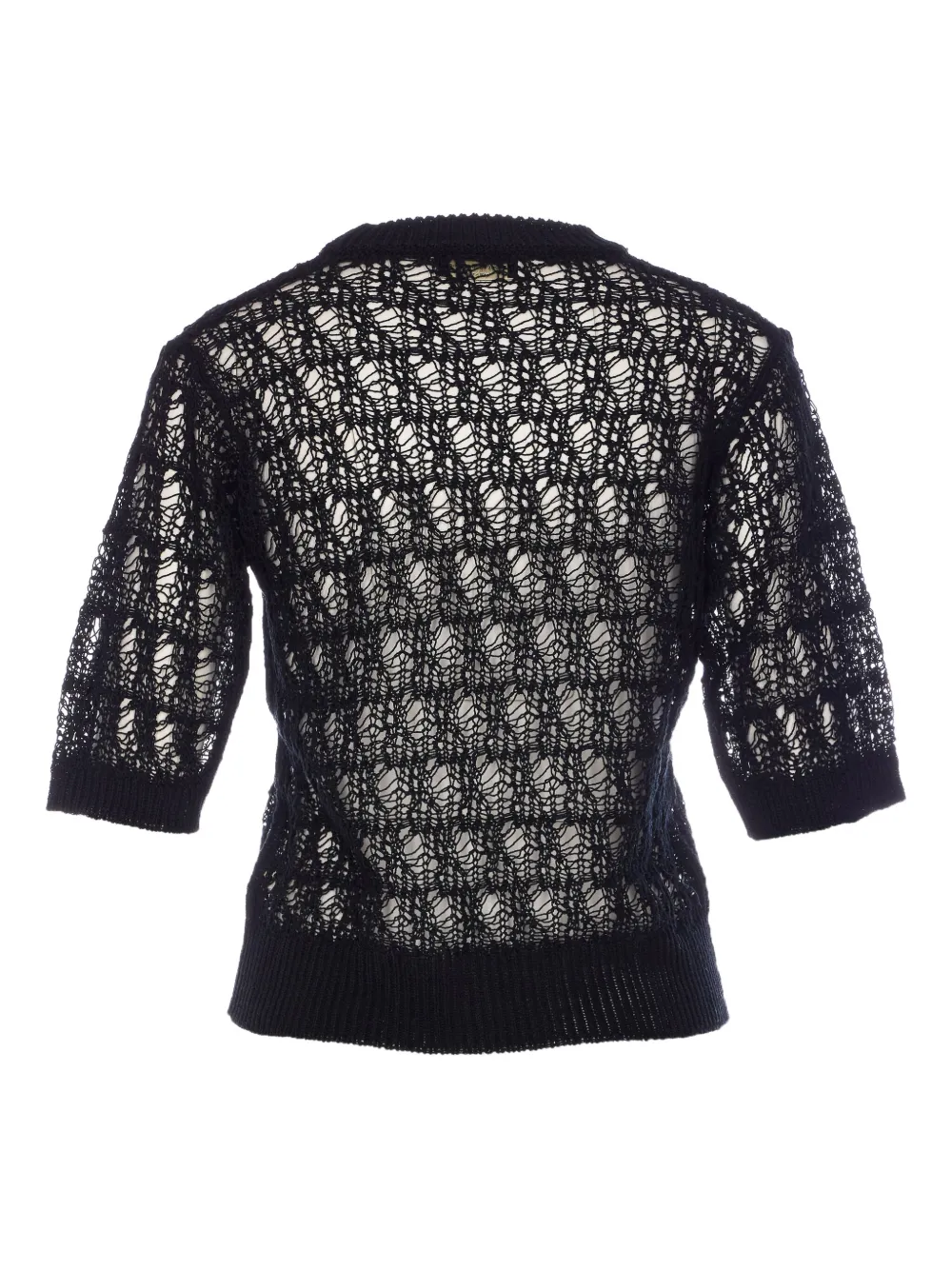 Roberto Collina Opengebreid T-shirt Zwart