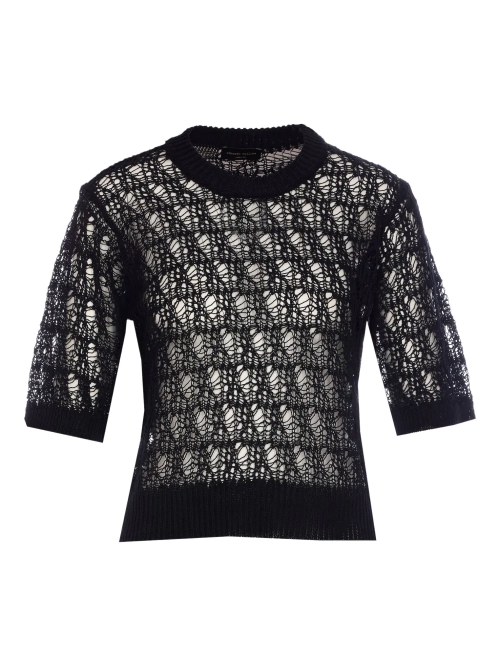 Roberto Collina Opengebreid T-shirt Zwart