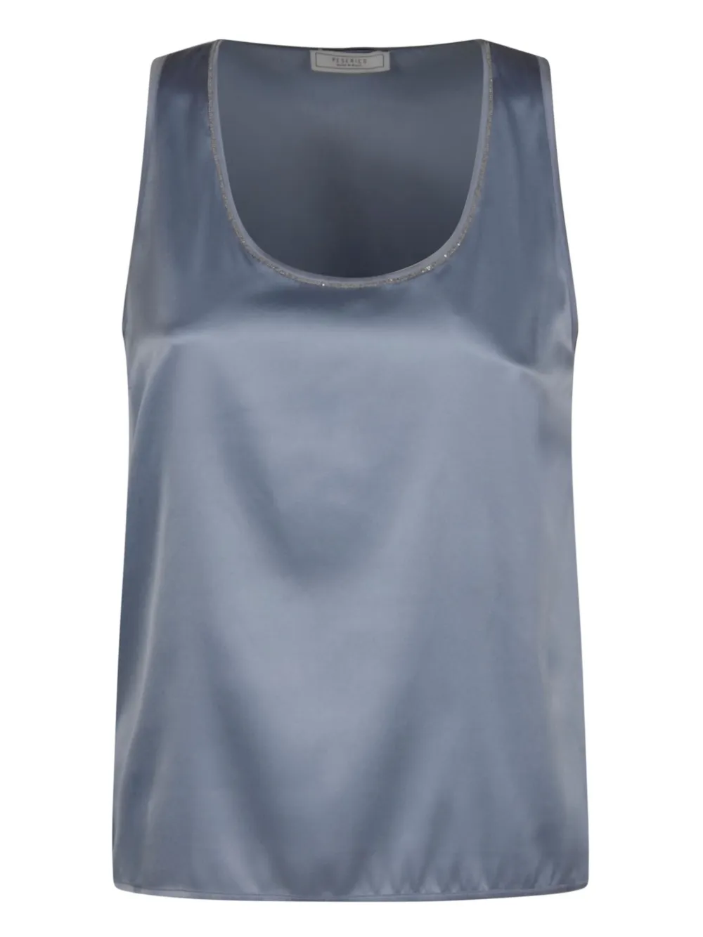 PESERICO SATIN SCOOP-NECK TOP