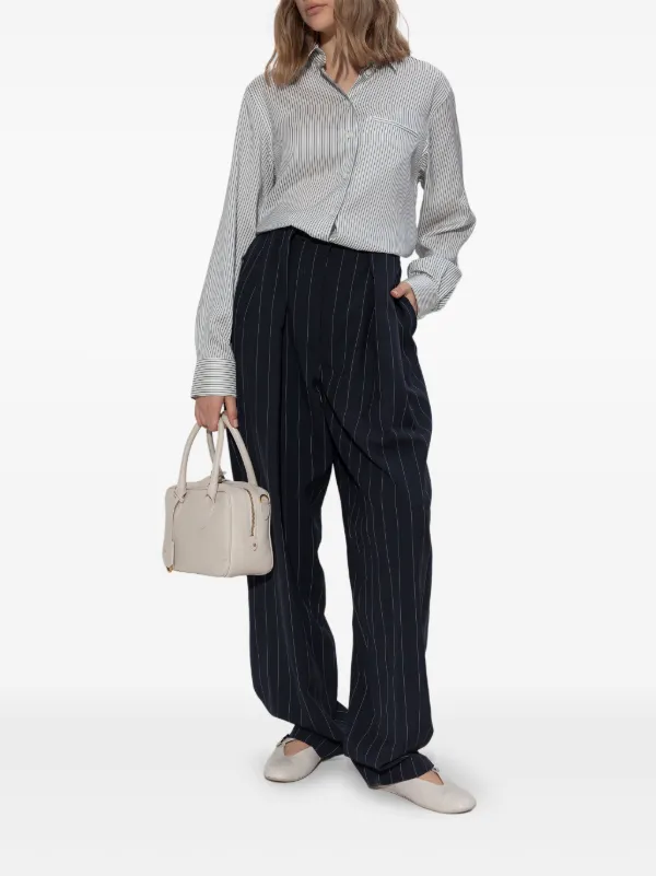 【Stella McCartney】ワイドパンツパネルデザインピンストライプ STELLA MCCARTNEY ウール混 ワイドパンツ パネルデザイン ピン