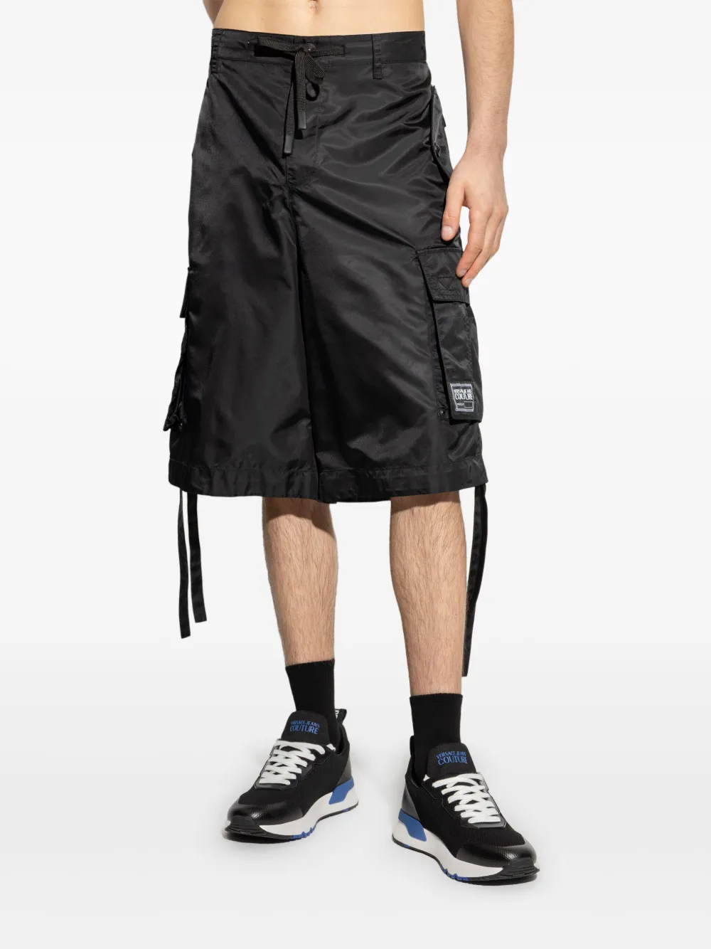 Shop Versace Jeans Couture Logo Cargo Shorts In Black