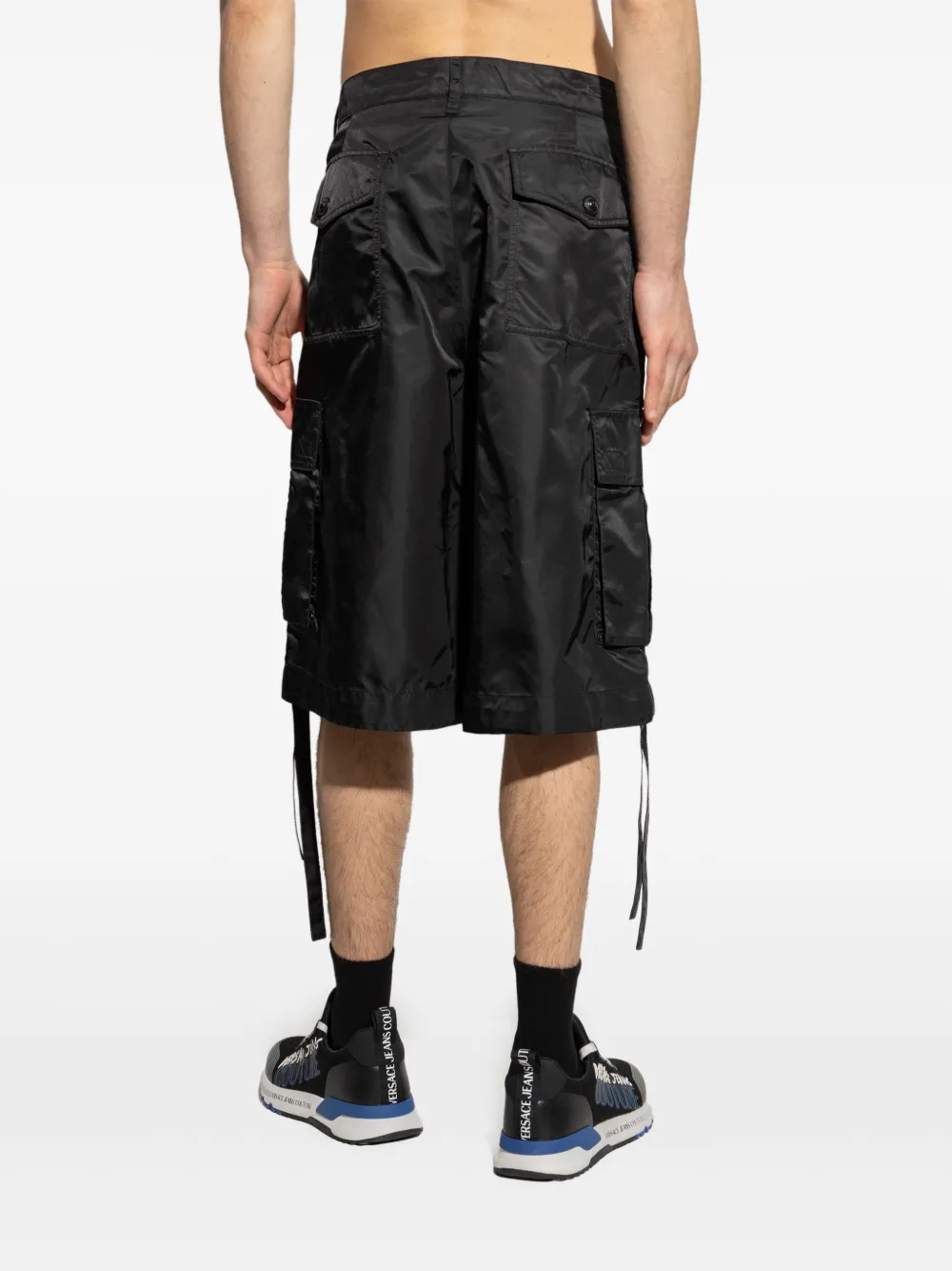 Shop Versace Jeans Couture Logo Cargo Shorts In Black