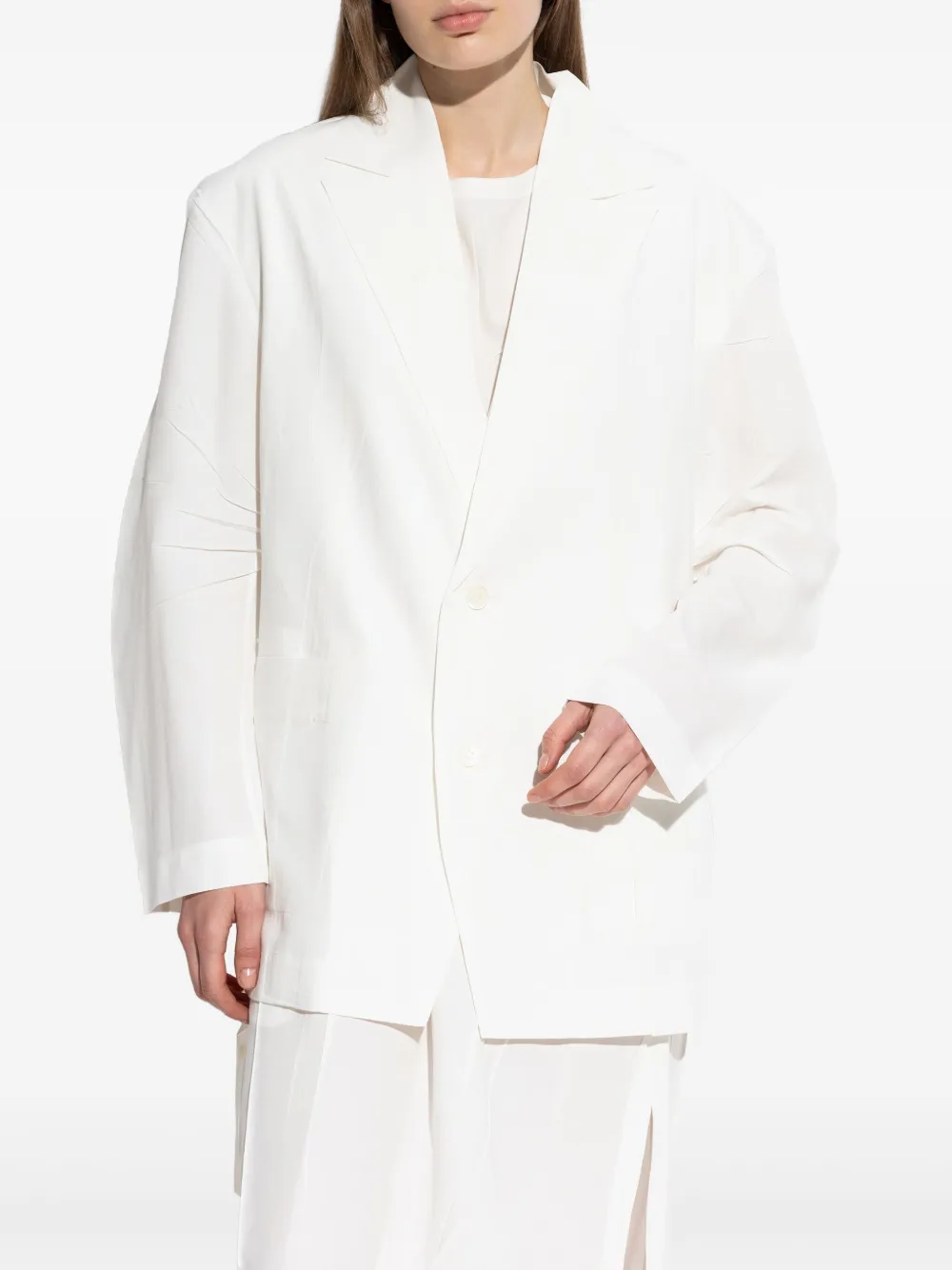 Shop Issey Miyake Pressed Form Blazer In White