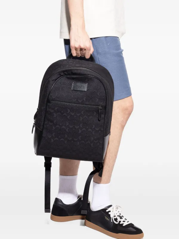 Coach Theo Signature Jacquard Backpack - Black