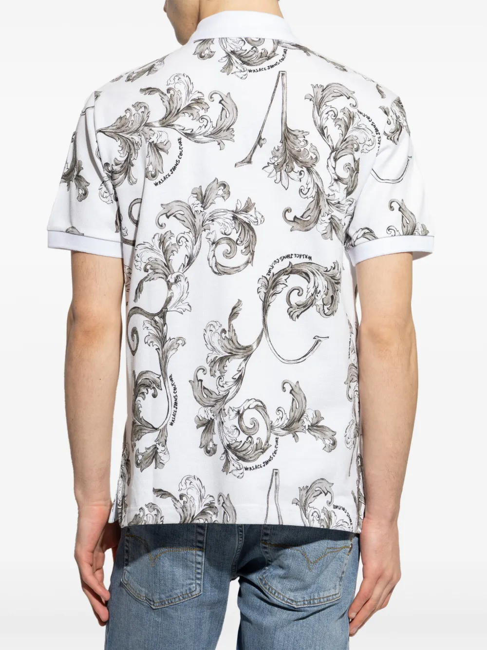 Versace Jeans Couture Poloshirt met Barocco-print Wit